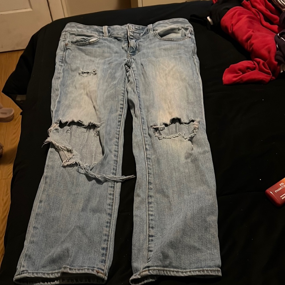 blue ripped jeans